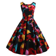 Sleeveless lace-up printed dress, view 6 - MRSLM