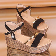rhinestone peep toe platform Roman sandals - MRSLM