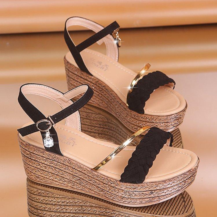 rhinestone peep toe platform Roman sandals - MRSLM
