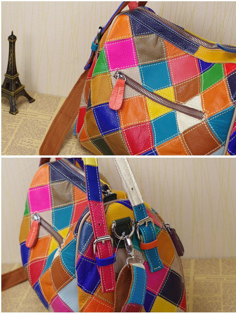 patchwork leather shoulder bag, view 3 - MRSLM