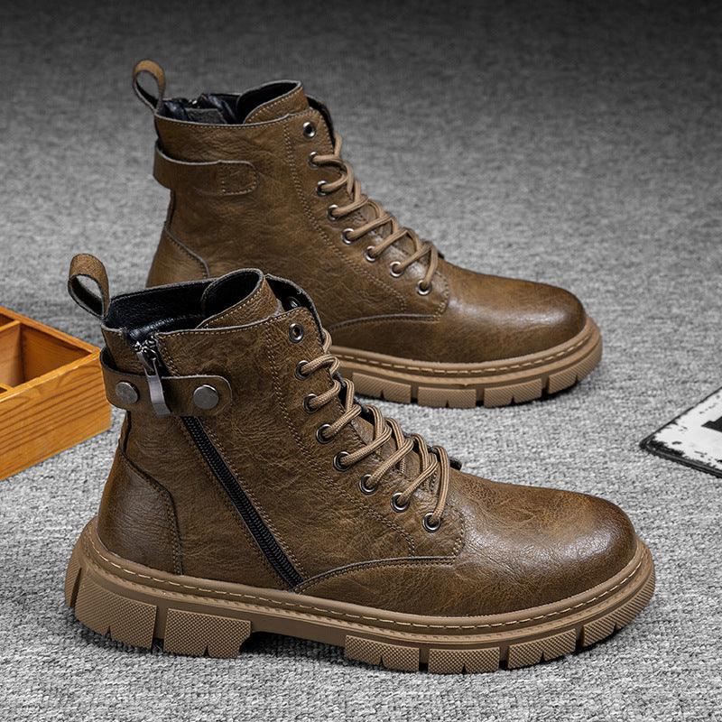 Wear-resistant High-top Casual Microfiber Leather Shoes