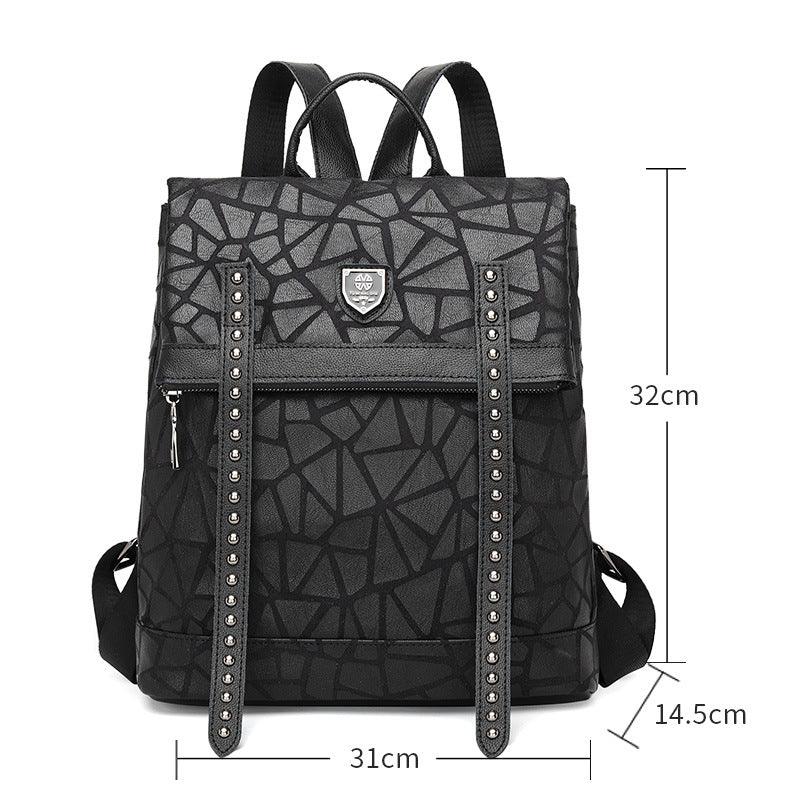 black leather women's backpack, view 3 - MRSLM