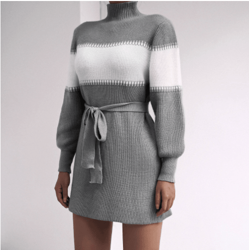 Women's half high collar knitted dress, view 4 - MRSLM
