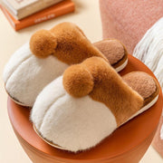 Women's plush corgi slippers, view 2 - MRSLM