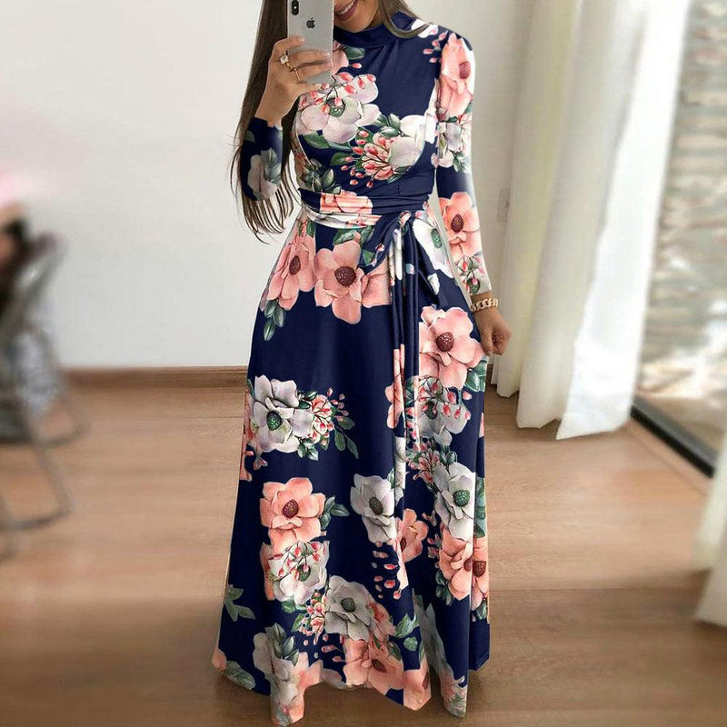 Women's flower print short-sleeved dress, view 3 - MRSLM