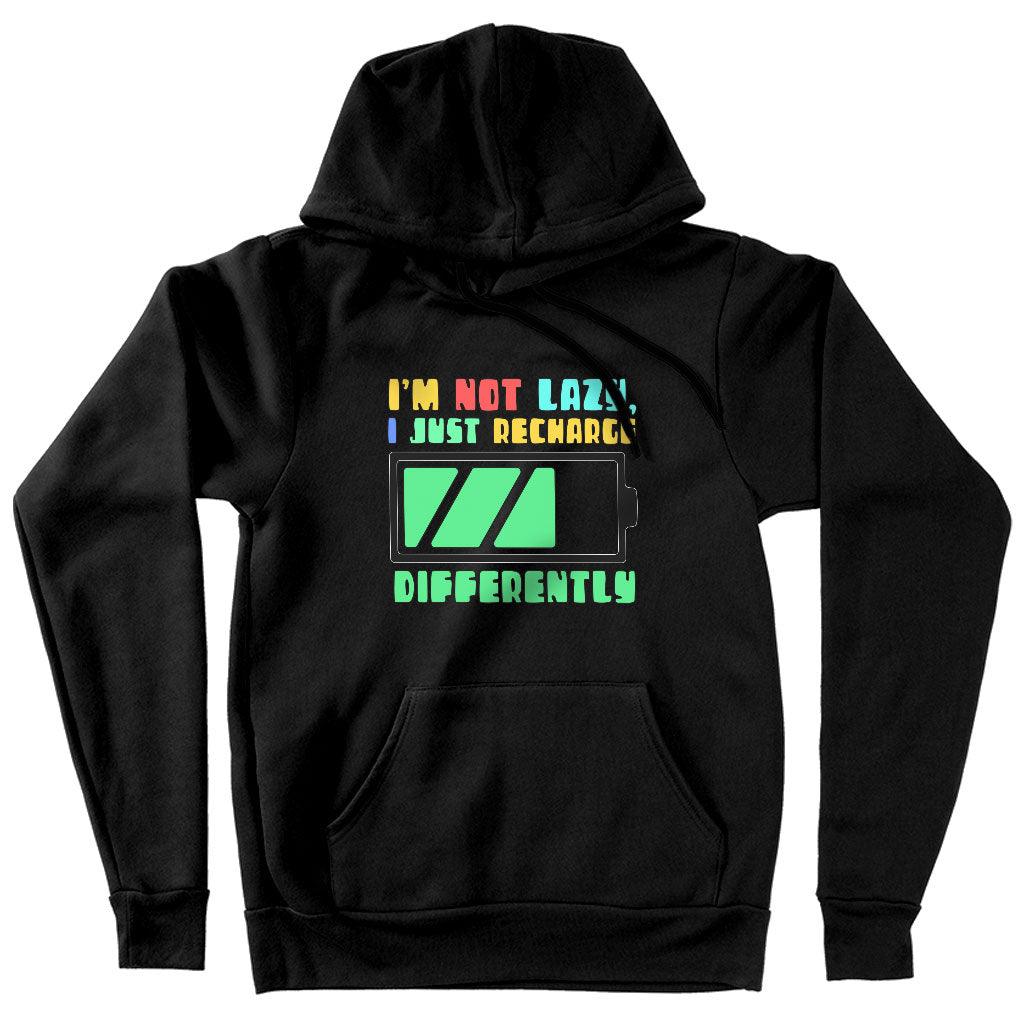 I am Not Lazy Hooded Sweatshirt - Printed Hoodie - Best Design Hoodie - MRSLM