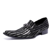Men's black leather wedding party loafers, view 5 - MRSLM