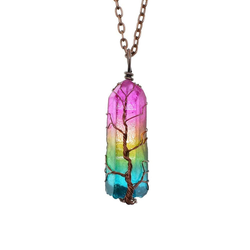stone crystal pillar tree of life pendant - MRSLM