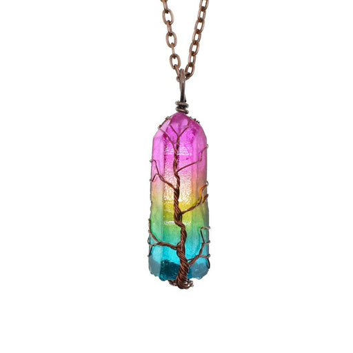 stone crystal pillar tree of life pendant - MRSLM
