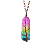 stone crystal pillar tree of life pendant, view 3 - MRSLM