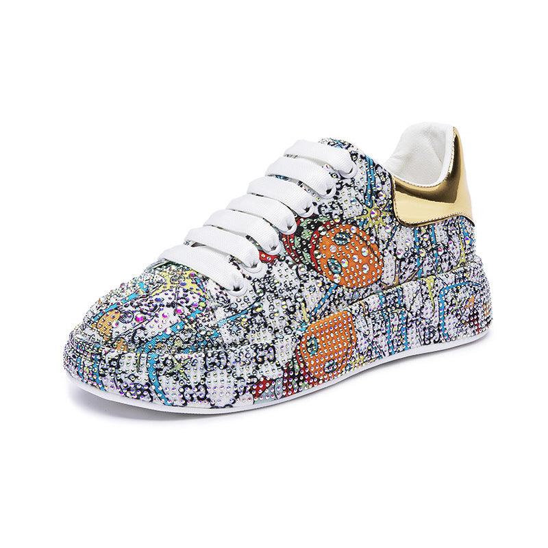 Trendy rhinestone platform casual shoes, view 2 - MRSLM