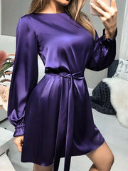 Women's puff sleeve midi dress, view 2 - MRSLM