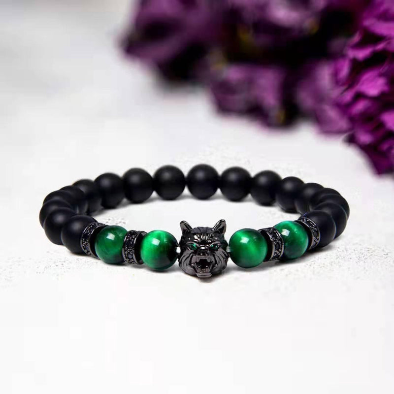 New Simple Style Domineering Wolf Head Bracelet Copper Micro-inlaid Men - MRSLM