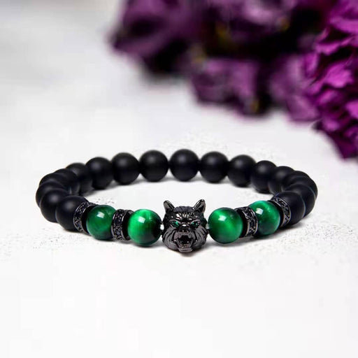 New Simple Style Domineering Wolf Head Bracelet Copper Micro-inlaid Men - MRSLM
