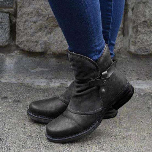 Women's motorcycle combat boots with belt buckle - MRSLM