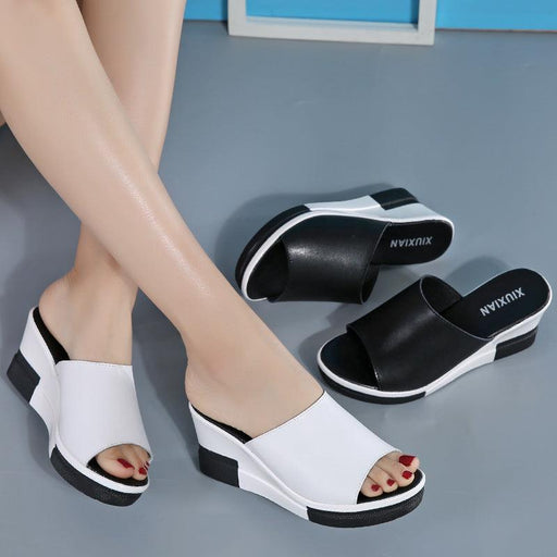 Women's leather platform beach sandals - MRSLM