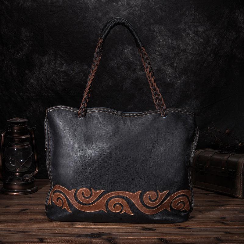 retro lychee leather shoulder bag, view 5 - MRSLM