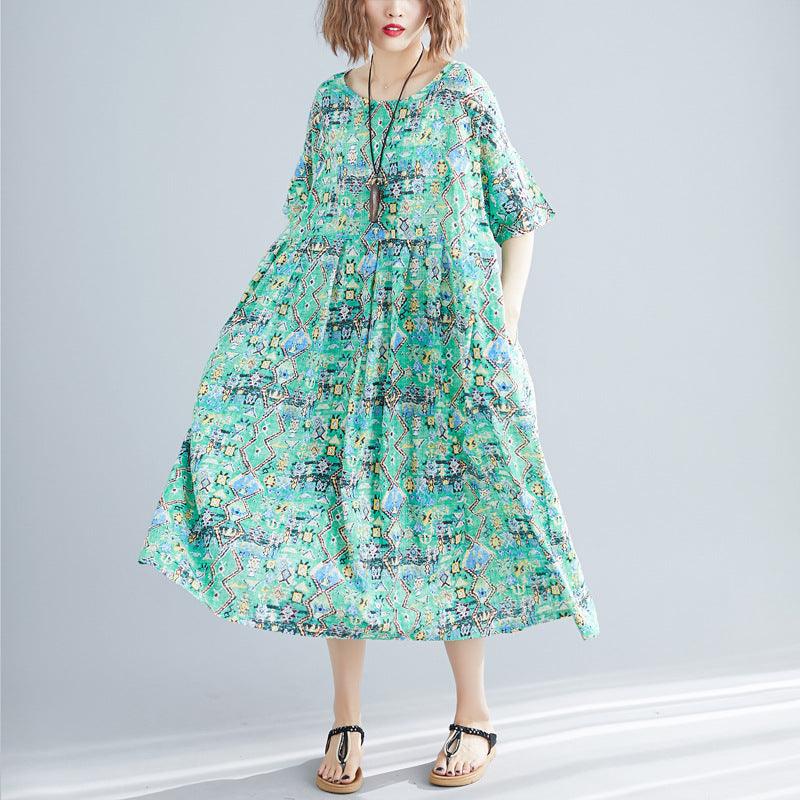 Plus size loose literary style dress, view 2 - MRSLM