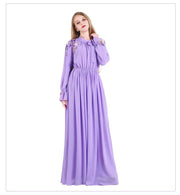 Purple chiffon dress with scarf, view 2 - MRSLM