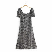 printed waist split dress, view 4 - MRSLM