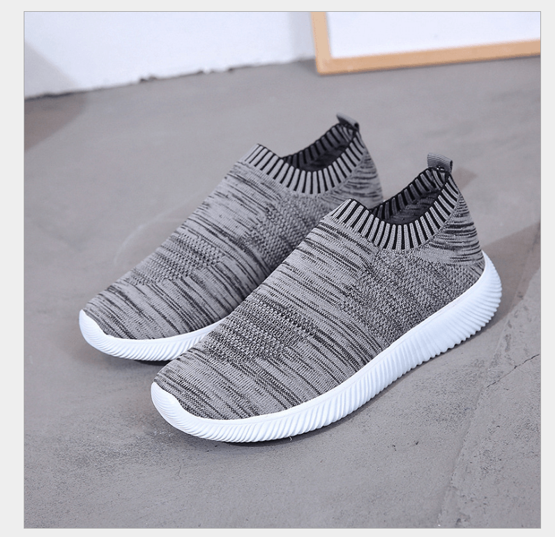 Spring Women's Knit Mesh Round Toe Comfortable Flat Shoes Large Size