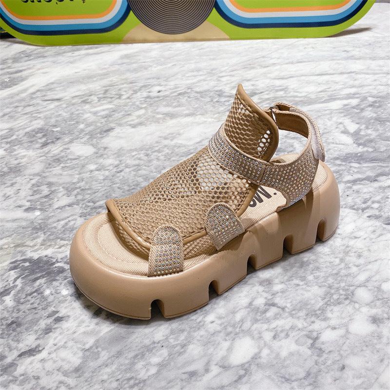 Thick sole mesh velcro Roman sandals, view 6 - MRSLM