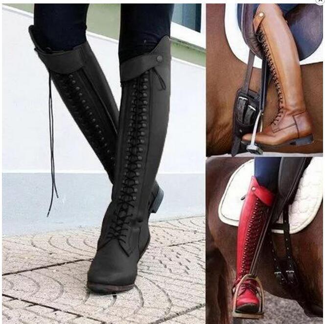 Women's rivet lace-up boots with thick heel, view 2 - MRSLM