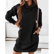 Long-sleeved solid color dress, view 3 - MRSLM