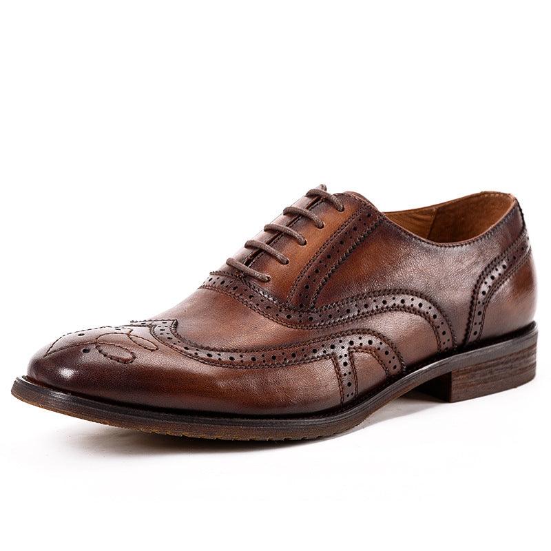 Men's carved brogue Oxford leather shoes, view 5 - MRSLM