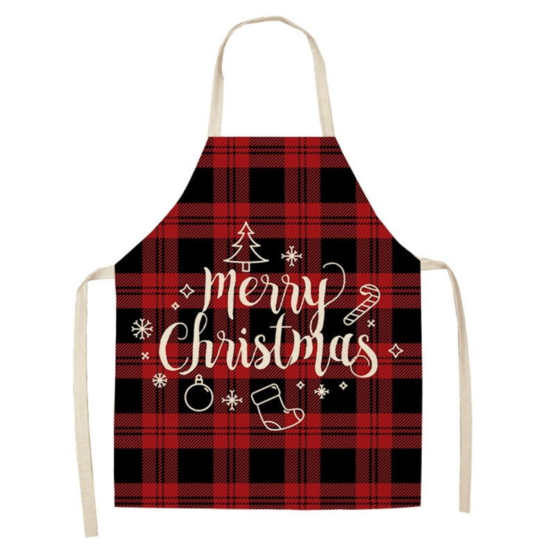 christmas themed linen apron, view 3 - MRSLM