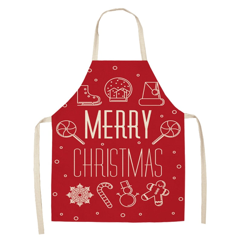 christmas themed linen apron, view 4 - MRSLM
