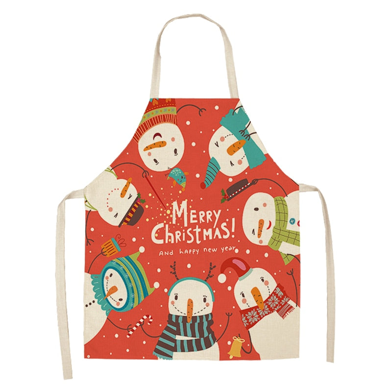 christmas themed linen apron, view 5 - MRSLM