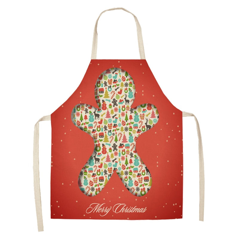christmas themed linen apron, view 6 - MRSLM