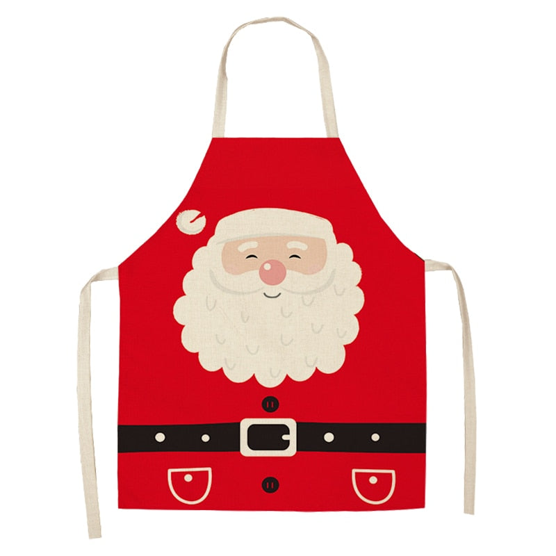 christmas themed linen apron, view 7 - MRSLM