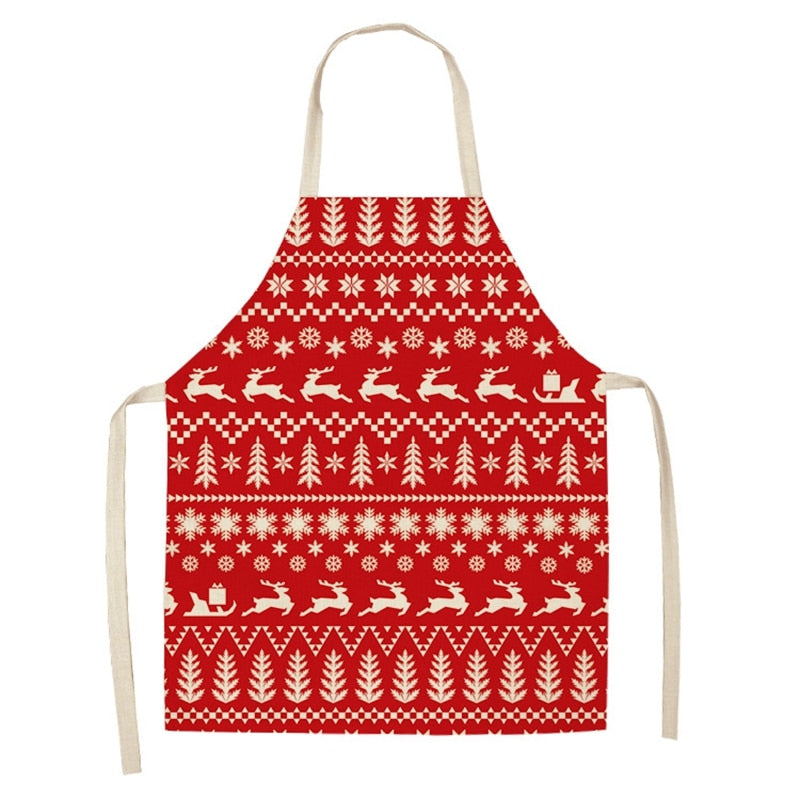 christmas themed linen apron, view 9 - MRSLM