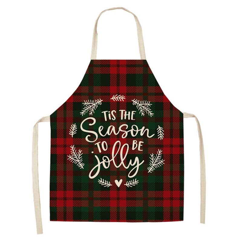 christmas themed linen apron, view 10 - MRSLM