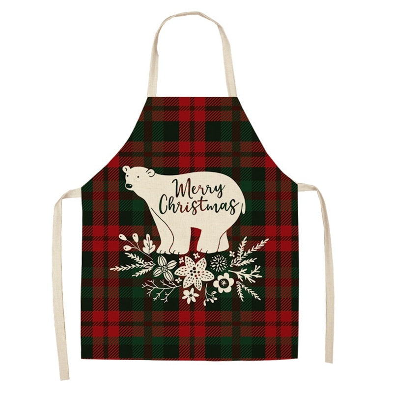 christmas themed linen apron, view 12 - MRSLM