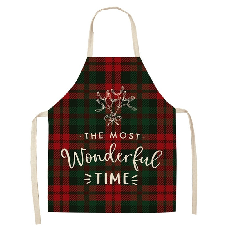 christmas themed linen apron, view 13 - MRSLM