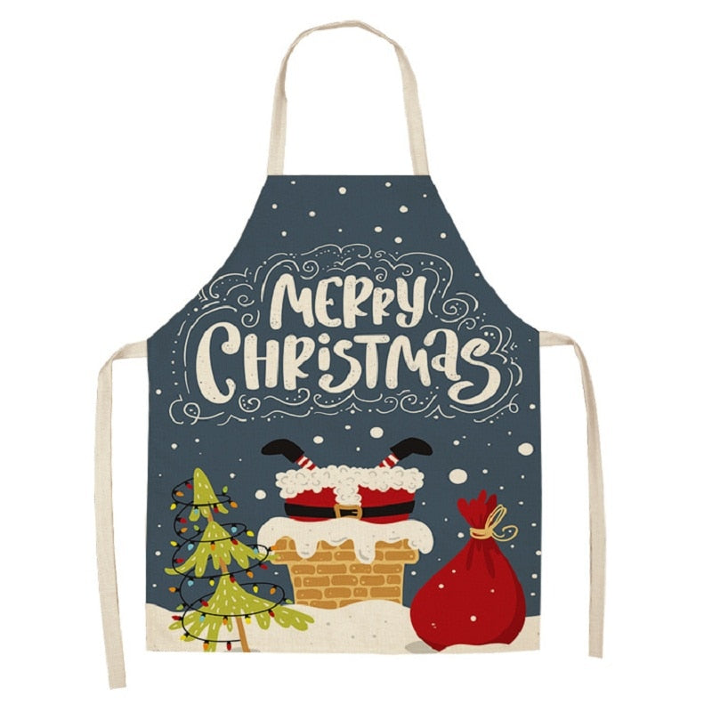 christmas themed linen apron, view 22 - MRSLM