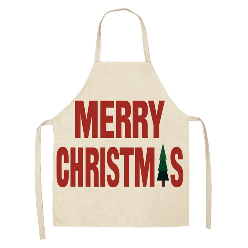 christmas themed linen apron, view 24 - MRSLM
