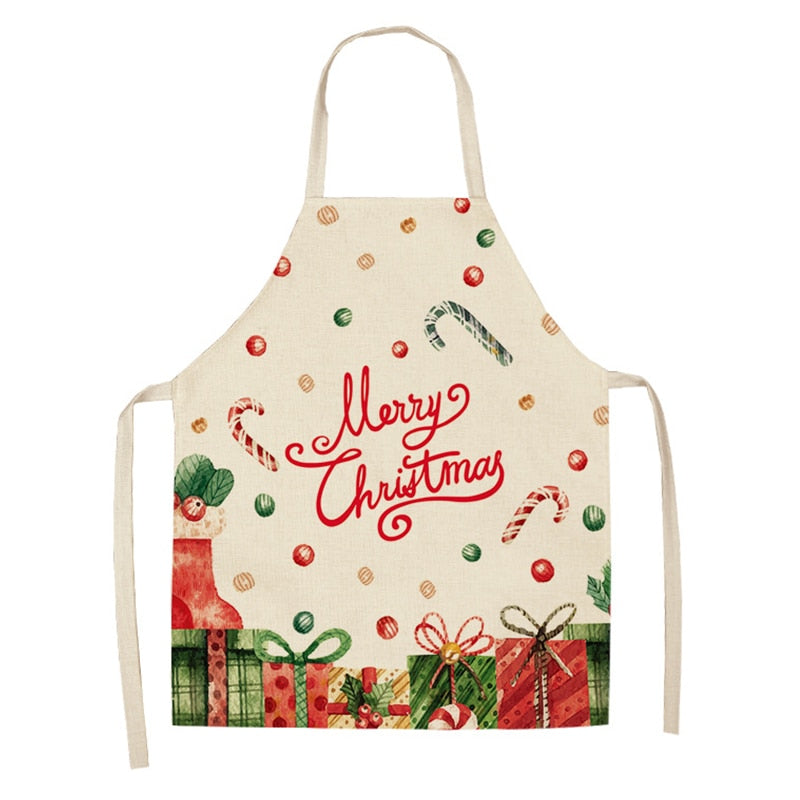 christmas themed linen apron, view 28 - MRSLM