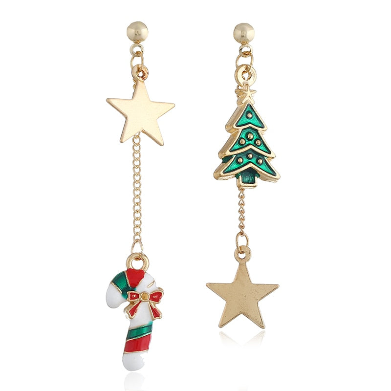 women's asymmetric christmas earrings - MRSLM