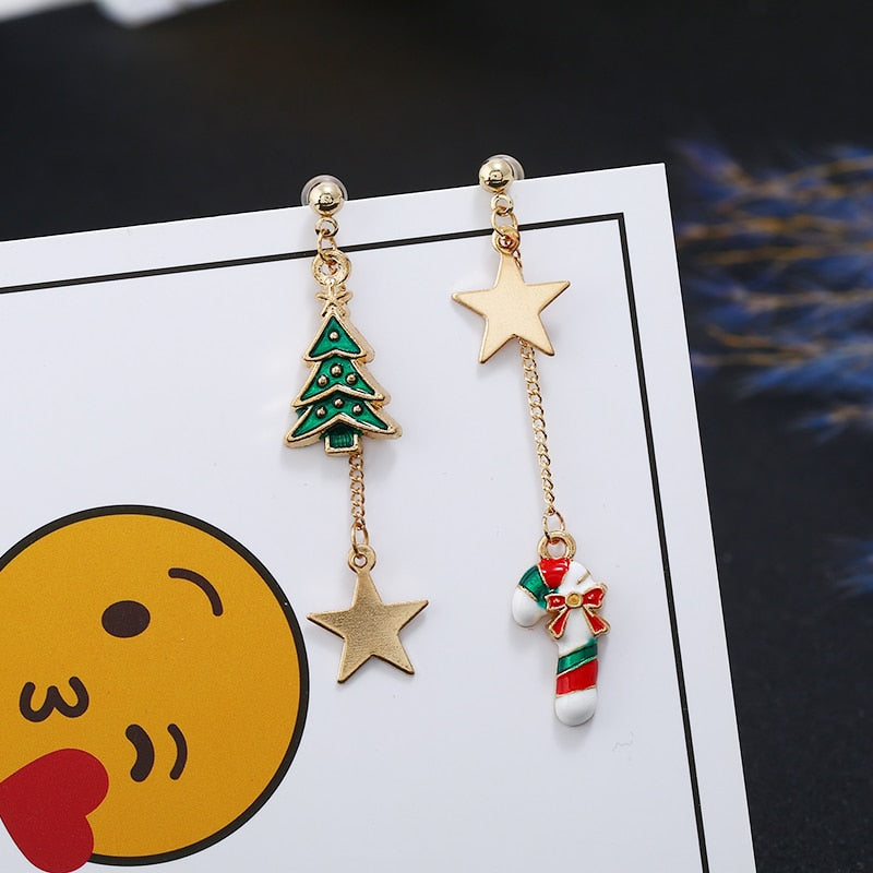 women's asymmetric christmas earrings, view 3 - MRSLM