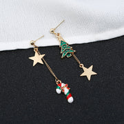 women's asymmetric christmas earrings, view 4 - MRSLM