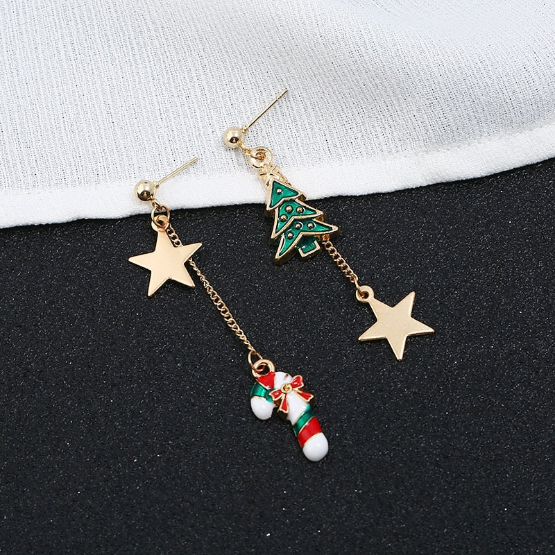 women's asymmetric christmas earrings, view 4 - MRSLM
