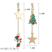 women's asymmetric christmas earrings, view 2 - MRSLM
