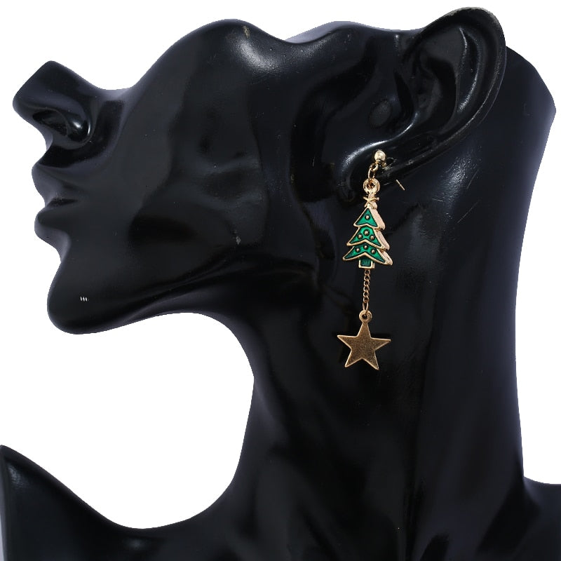 women's asymmetric christmas earrings, view 5 - MRSLM