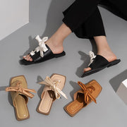 Women's silk bow flat slippers - MRSLM