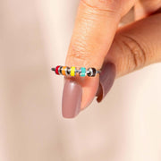 women's colorful bead silver ring, view 4 - MRSLM