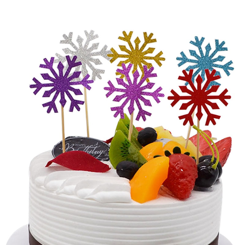 glitter snowflake party cake toppers, view 13 - MRSLM